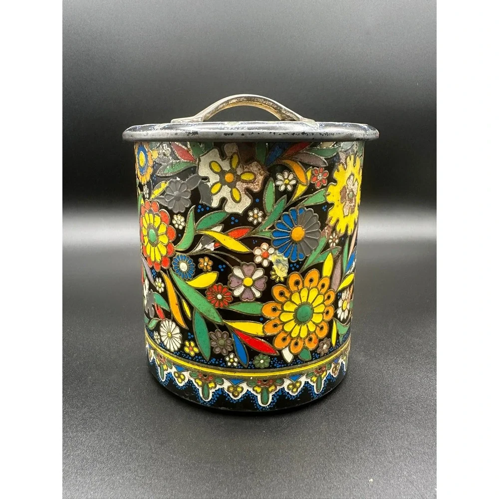 Vintage Daher Floral Metal Canisters Set of 3 Made in Holland Mid Century Tins